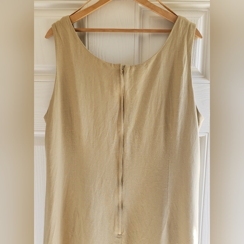 Studio 1 Tan Sleeveless Dress With Palm Tree Print Appliqué - Picture 9 of 11